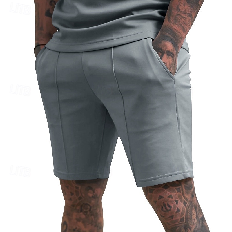 Voor heren Sweat short Korte broek Zomer korte broeken Casual korte broek Zak Elastische taille Effen kleur Comfort Ademend Knielengte Casual Buiten Vakantie Vakantie Modieus Zwart Wit Micro-elastisch 2026 - $17.99 –P20