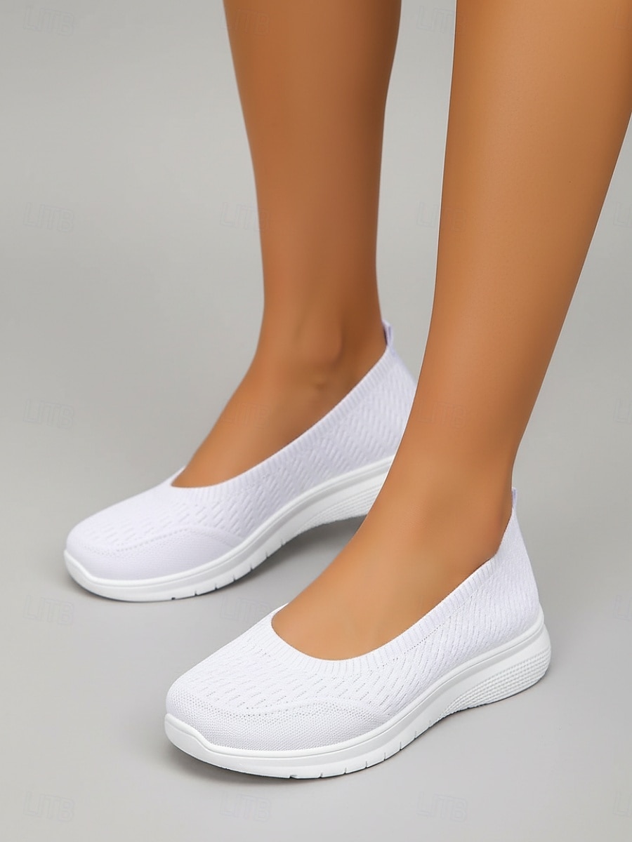 Women's White Lightweight Slip-On Walking Shoes – Breathable Knit Comfort Sneakers for Travel, Cruise Wear and Casual Use 2026 - $24.99 –P3