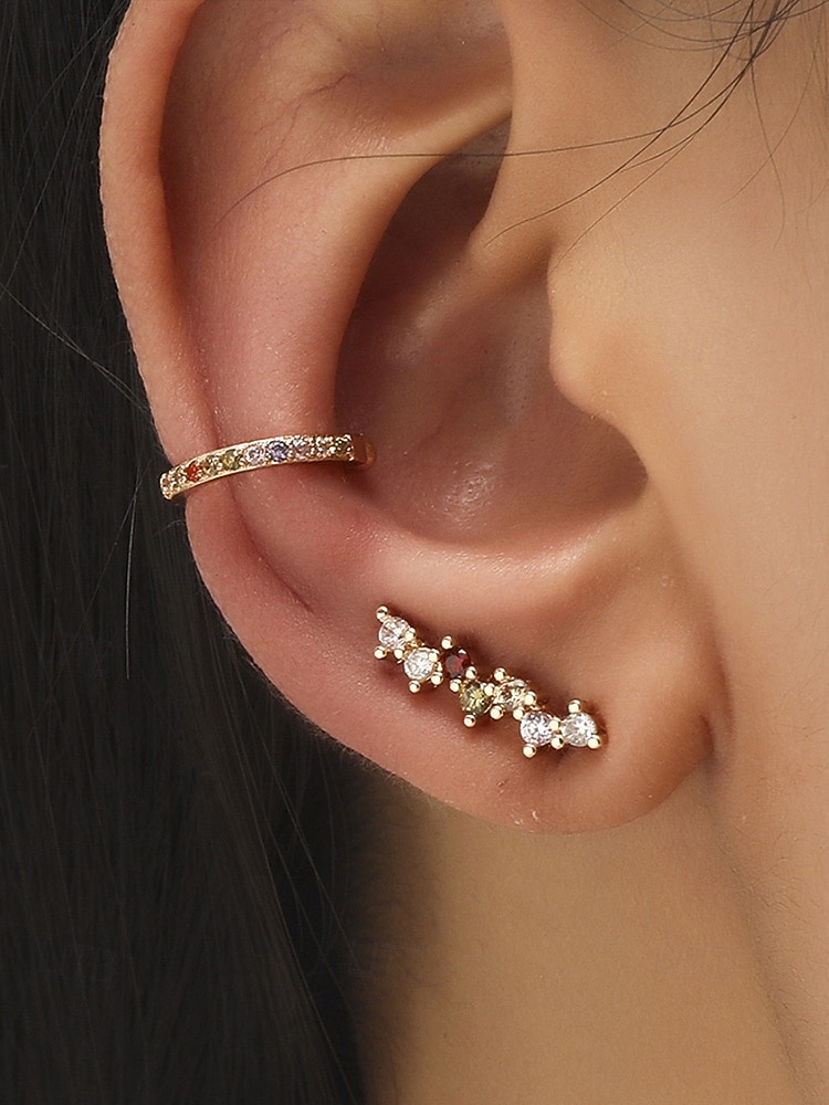 Women's Boho Alloy Ear Cuff Set, Multi Style Crystal Clip On Earrings for Beach Vacation, Summer Resort and Everyday Casual Wear 2026 - $8.39 –P6