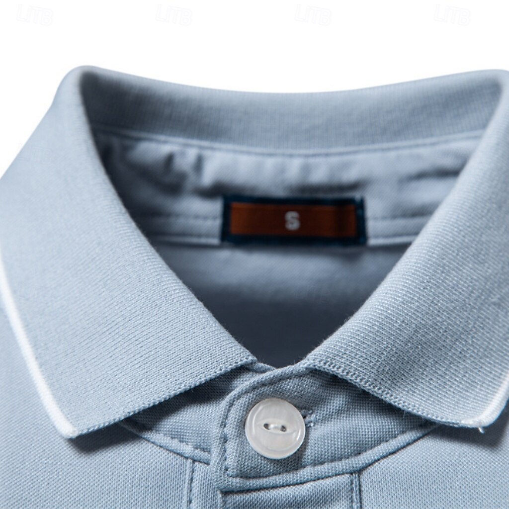 Homme Polo Chemise de golf Occasionnel Rue Revers Manche Courte Basique Moderne Uni Poids Léger Boutons Été Printemps Coupe régulière bleu marine Kaki Gris Bleu clair Polo de 2026 ? $29.99 –P9