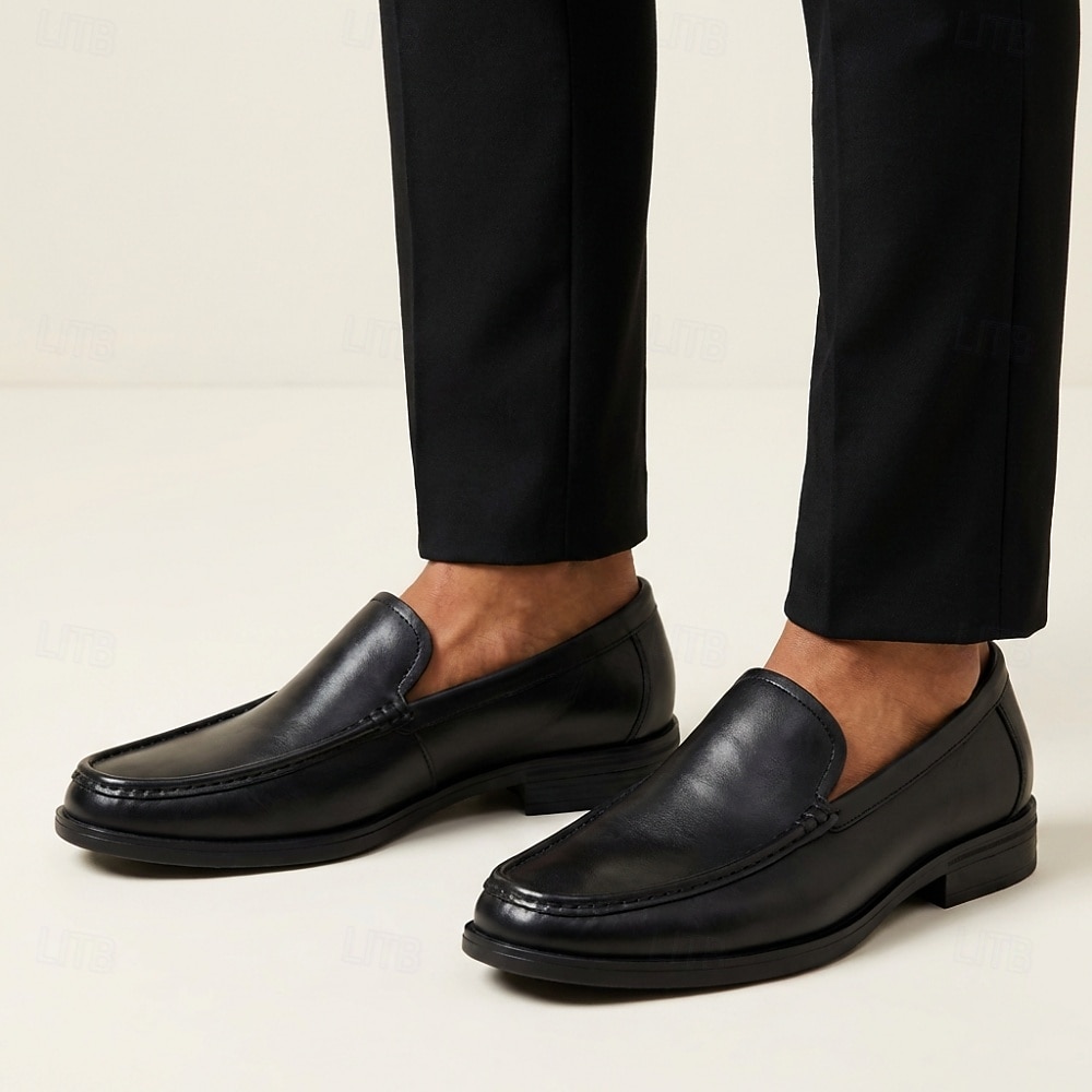 Mocassins masculinos clássicos pretos de couro, macios e de alta qualidade, elegantes e perfeitos para o escritório, negócios e ocasiões formais. de 2026 por $94.99 –P3