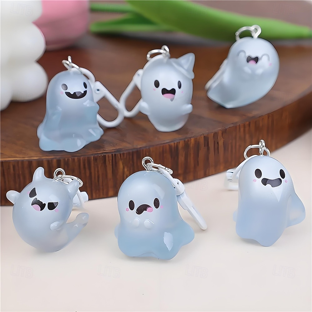 6 Pcs Glow in The Dark Ghost Keychains,  Cute Kawaii Mini Cartoon Resin Ghost Key Chain Charms for Backpacks, Bags, Halloween Party Favors, Gifts for Kids Adults 2026 - $13.49 –P9