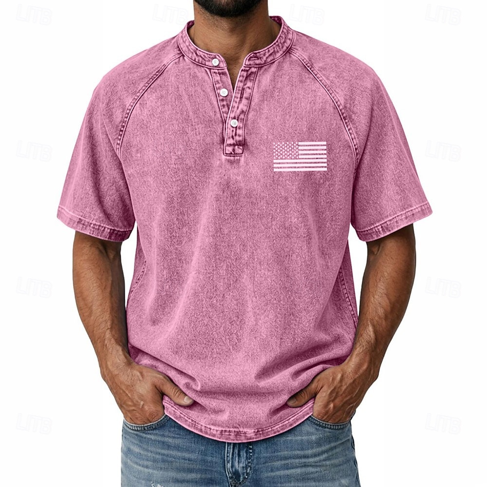 T-shirt graphique américain US Flag pour homme SoftFade™ chemise en denim 100 % coton chemise acid wash haut à manches courtes vintage streetwear maison rue été printemps noir rose vert clair gris de 2026 ? $31.99 –P9