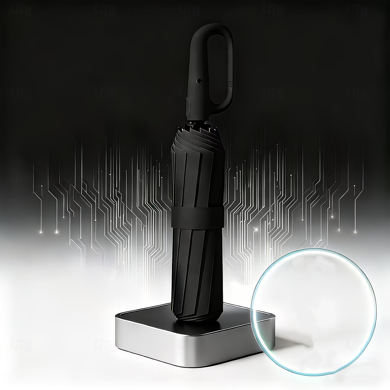 Automaattinen taittuva sateenvarjo vahvistetulla rungolla, paksunnetuilla kaariauhoilla, mustalla aurinkosuojalla, UV-suojalla, kannettava sadesuoja &aurinkovarjo 2026 - $18.99 –P12