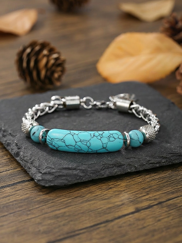 Bracelet bohème pour homme en acier titane et pierres naturelles, bracelet à maillons multicolores idéal pour les vacances à la plage, les tenues d'été décontractées et le quotidien. de 2026 ? $11.99 –P8