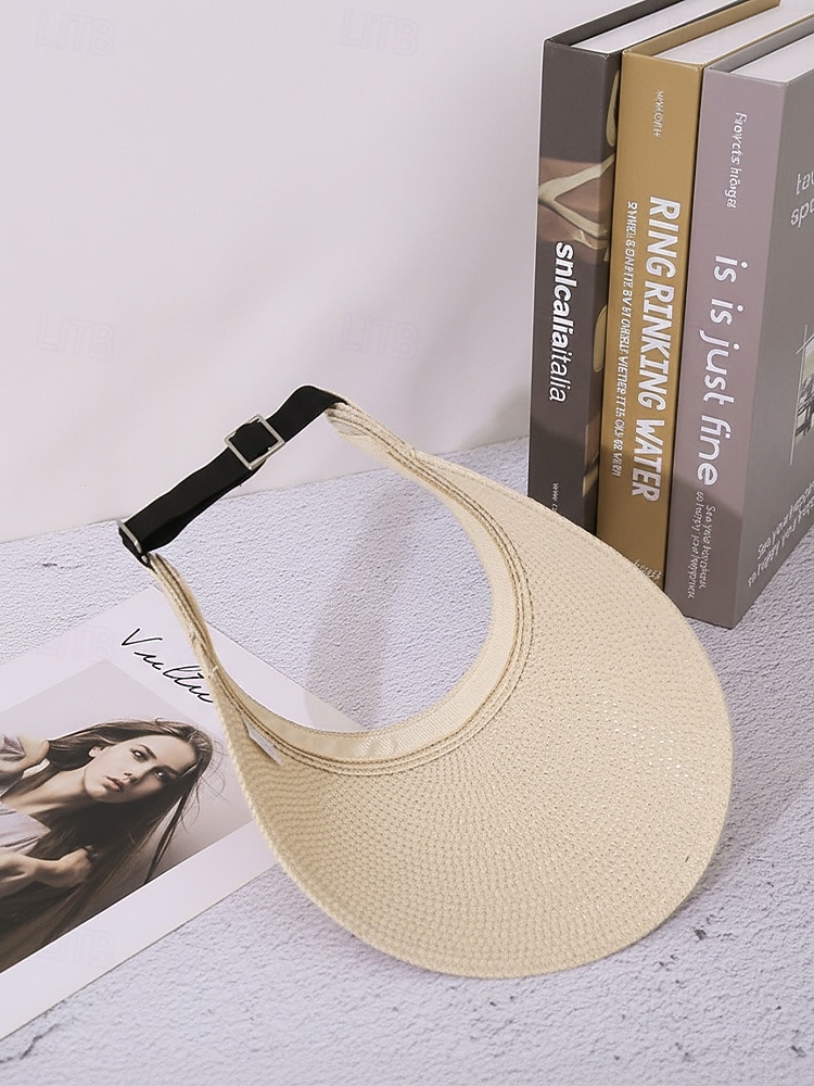 Visera de paja estilo boho para mujer, gorra de playa plegable y ajustable multicolor para vacaciones, resort de verano y uso casual diario. 2026 - $11.99 –P7