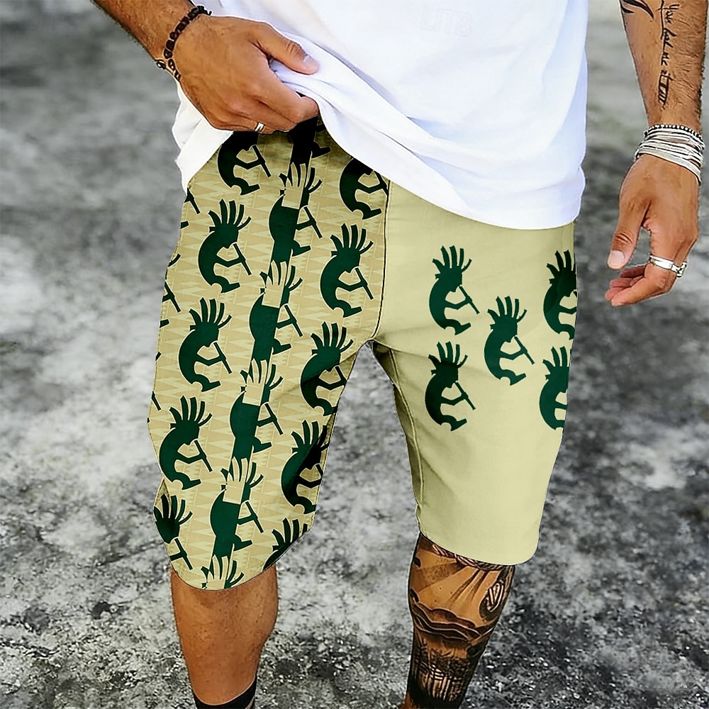 Men's Tribal Ethic / African Kokopelli Swim Trunks Bathing Suits Swim Shorts Board Shorts Mid Waist Retro Vintage Outdoor Vacation Dailywear Side Pockets Mesh Lining Elastic Drawstring Waist Designer 2026 - $20.99 –P4