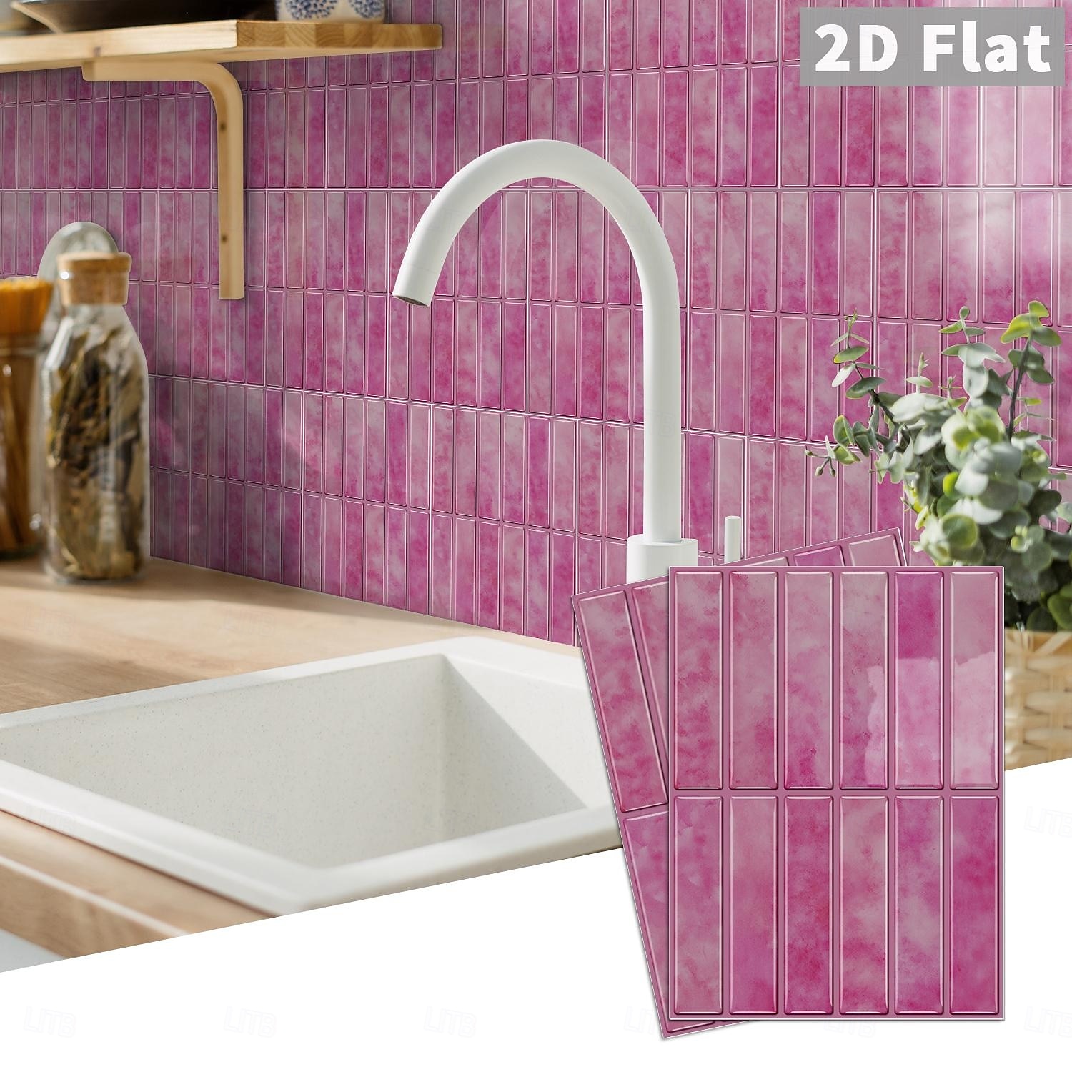 10PCS 17x23cm Peel and Stick Thick Pink Purple Mosaic Pattern PVC Wall Stickers, American Vintage Style Self-Adhesive Removable Wallpaper for Renters, for Bedroom Bathroom Cabinet, Easy to Install 2026 - $32.99 –P14