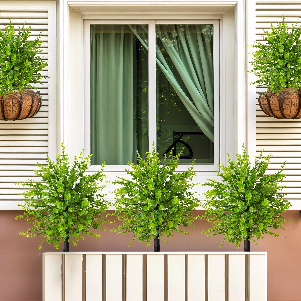 Umělý eukalyptus, 20palcový umělý eukalyptus s bodcem do země, realistická zeleň pro interiér/exteriér domu, terasy, zahrady a dekorace na fotografování. 2026 - $26.99 –P2