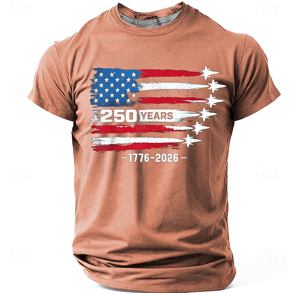 4 juli 2026 250:e Herr Amerikanska amerikanska flaggan Rolig Slang T-shirt Kortärmad T-shirt 3D-tryck Rund hals Skjorta Mode Dagligen Dagligen Gata Blå Ljusblå Grapefruktljung Sommar Vår Kläder S M L 2026 - $19.99 –P5