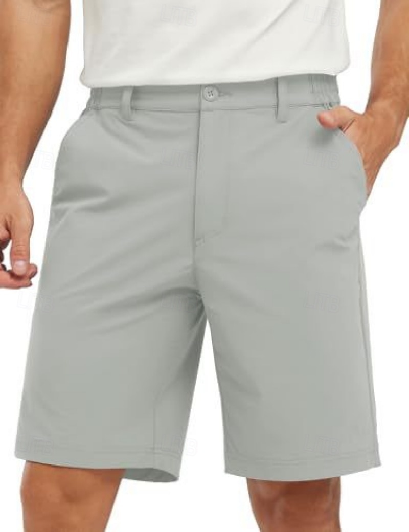 Men's Dress Shorts Business Casual Shorts Golf Shorts Pocket Elastic Waist Plain Waterproof Comfort Knee Length Outdoor Business Work Fashion Streetwear Black Navy Blue Inelastic 2026 - $24.99 –P4