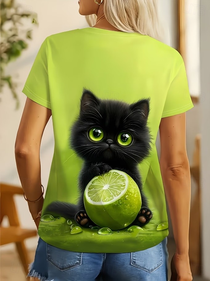 Pasqua Per donna Maglietta Stampato Grafico Animale Cartoni animati Moda Elegante Classico Manica Corta Girocollo Top Regolari Casuale Quotidiano Weekend Blu Verde chiaro Arancione Estate Primavera del 2026 a $21.99 –P7