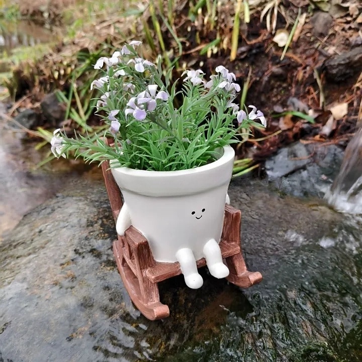 Smiling Face Rocking Chair Creative Flower Pot, Cute Succulent Planter ...