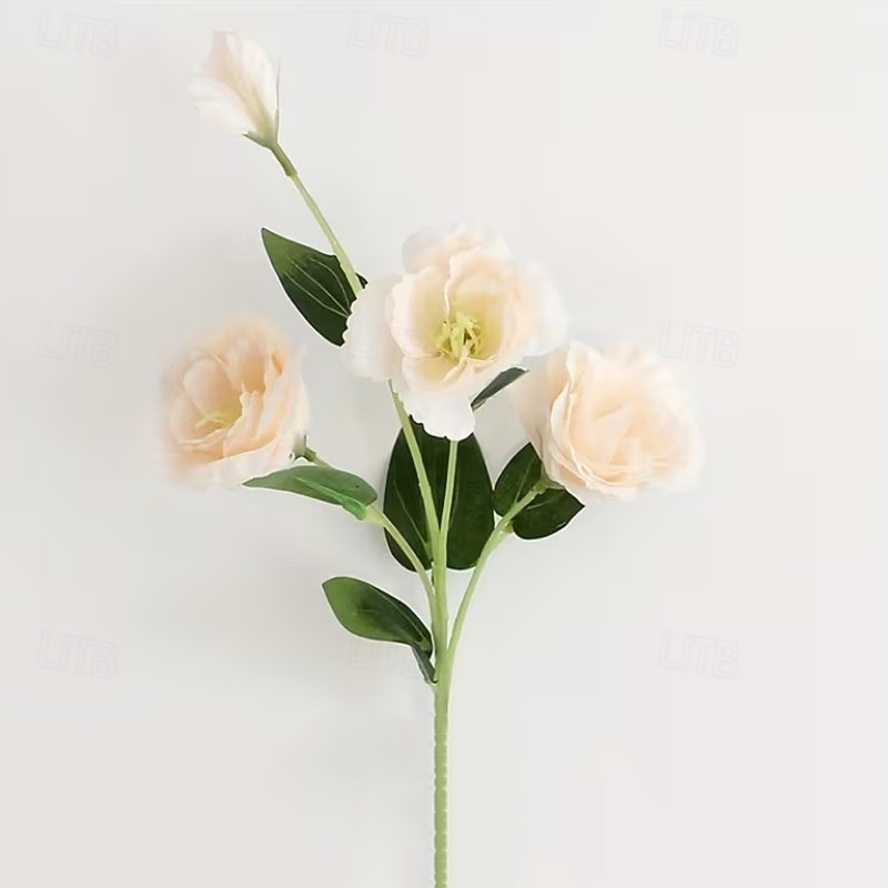 3 flores artificiales de eustoma de 4 cabezas, ramo de lisianthus artificiales realistas para decoración del hogar y sala de estar. &Decoración para bodas: perfecta para accesorios de fotografía, 2026 - $18.99 –P8