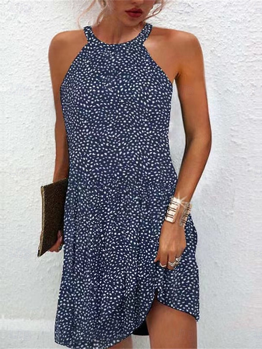 Women's Summer Dress Halter Neck Dress Print Dress Active Fashion Streetwear Outdoor Vacation Daily Regular Fit Paisley Sleeveless Halter Neck Yellow Royal Blue Blue Dark Blue Summer Spring 2026 - $24.99 –P4