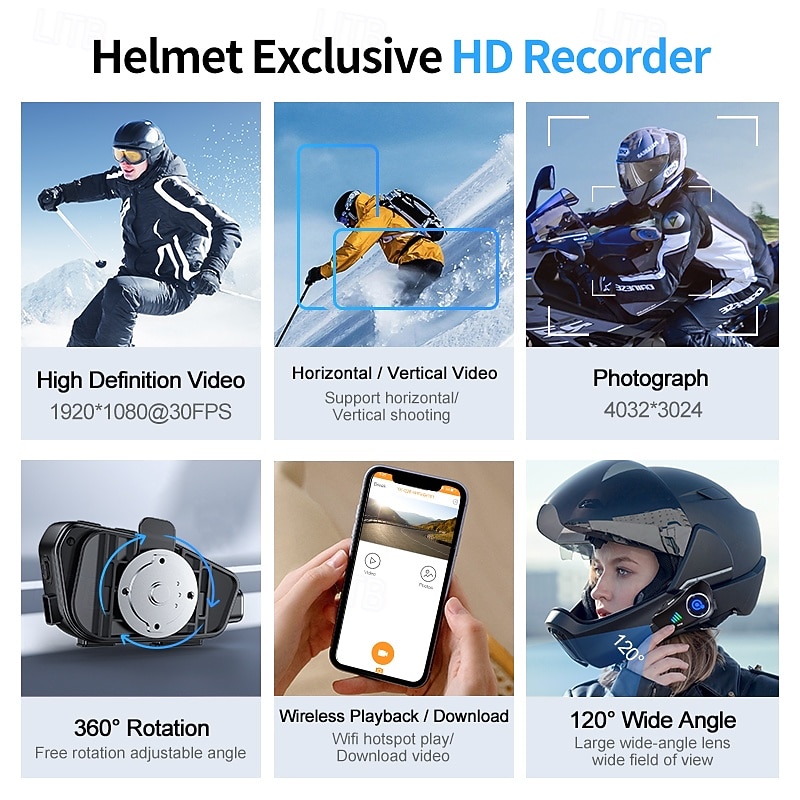 Q28 Motorcycle Helmet Camera, 1080P HD Wireless Action Cam with 50H Battery Life, 120° Wide Angle, 360° Rotatable, IP66 Waterproof Helmet Camcorder for Riding Dash Cam & Sports 2026 - $95.99 –P3