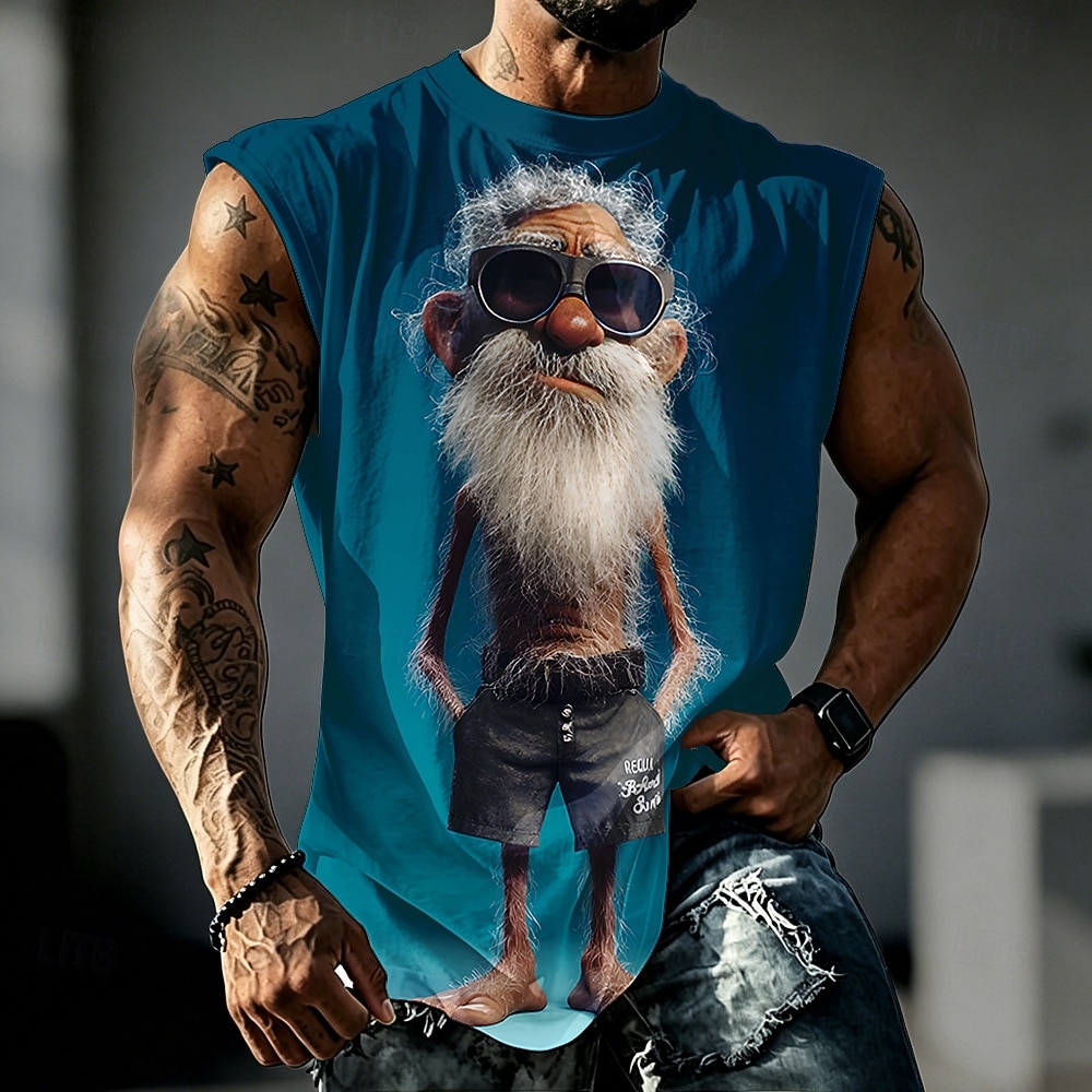 Homme A Ombre Vieil Homme Sous-Vêtements Sans manches T-shirt Impression 3D Col ras du cou Chemise Drôle Occasionnel Quotidien Rue Bleu Noir Rouge Printemps & Été Vêtement Tenue S M L XL 2XL 3XL de 2026 ? $17.99 –P1