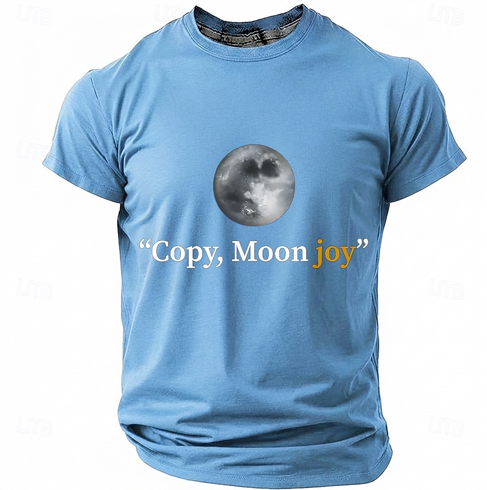 Men's "Copy, Moon joy" Full Moon Graphic T Shirt Short Sleeve Crew Neck Astronomy Space Lover Sarcastic Humor Quote Teal Blue Relaxed Fit Birthday Gift Designer Clothing Apparel 2026 - $18.99 –P9