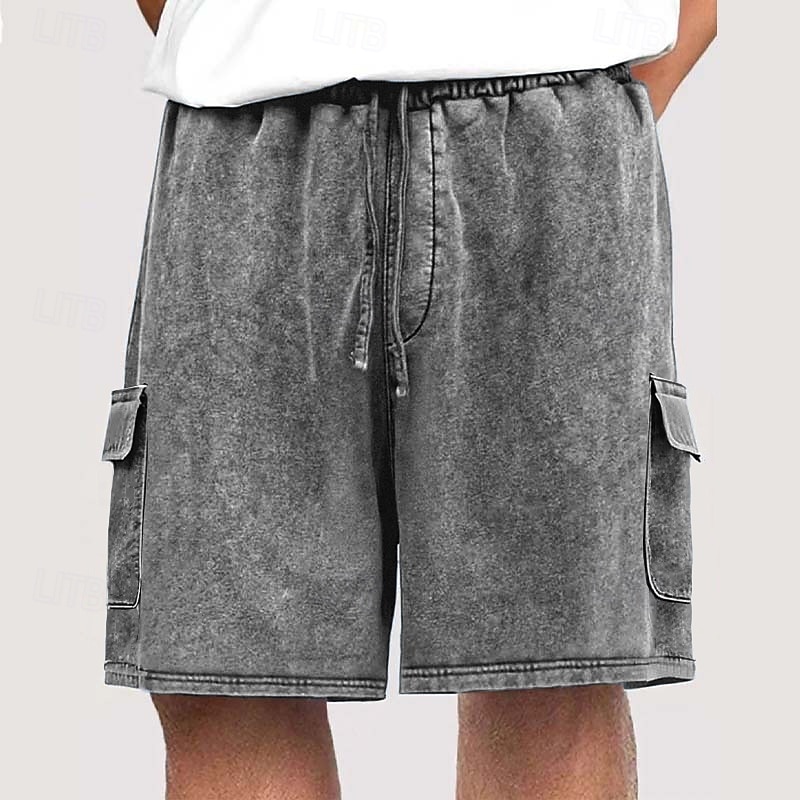 Shorts cargo pour homme SoftFade™ Shorts décontractés Shorts délavés Taille élastique Cordons Multi poches Unis Confort respirable Longueur genou Quotidien Vacances Mode Rétro Vintage Bleu Noir de 2026 ? $25.99 –P4