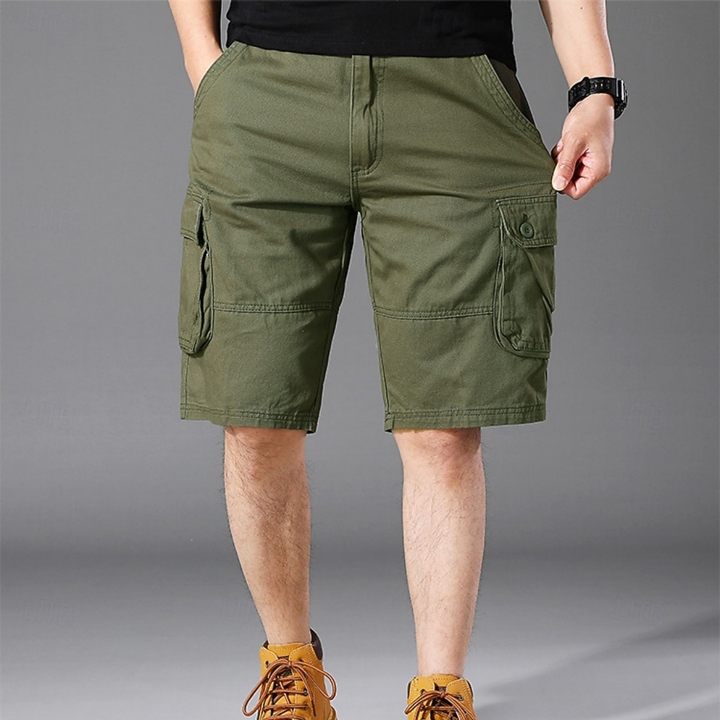 Homme Pantalon cargo Shorts cargo Shorts Short décontracté Multi-poches Uni Couleur Pleine Séchage Rapide Longueur Genou Extérieur Salle de sport Entraînement Sports Sportif Noir Vert Non Elastique de 2026 ? $29.99 –P9