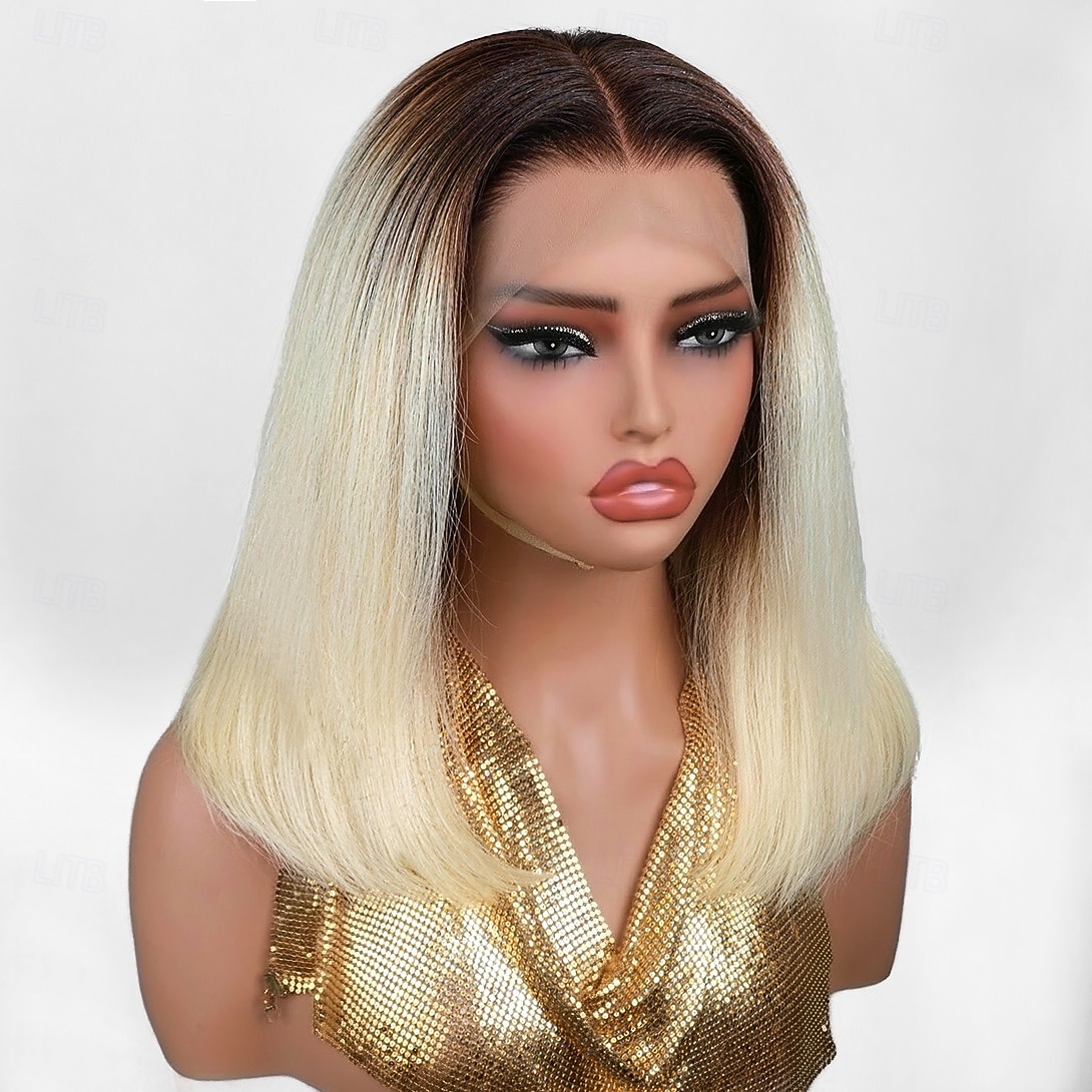 T4/613# Colors Front Lace Human Hair Wig Short BOBO Straight Hair Lace Wig 180% Density For Women 2026 - $162.99 –P4