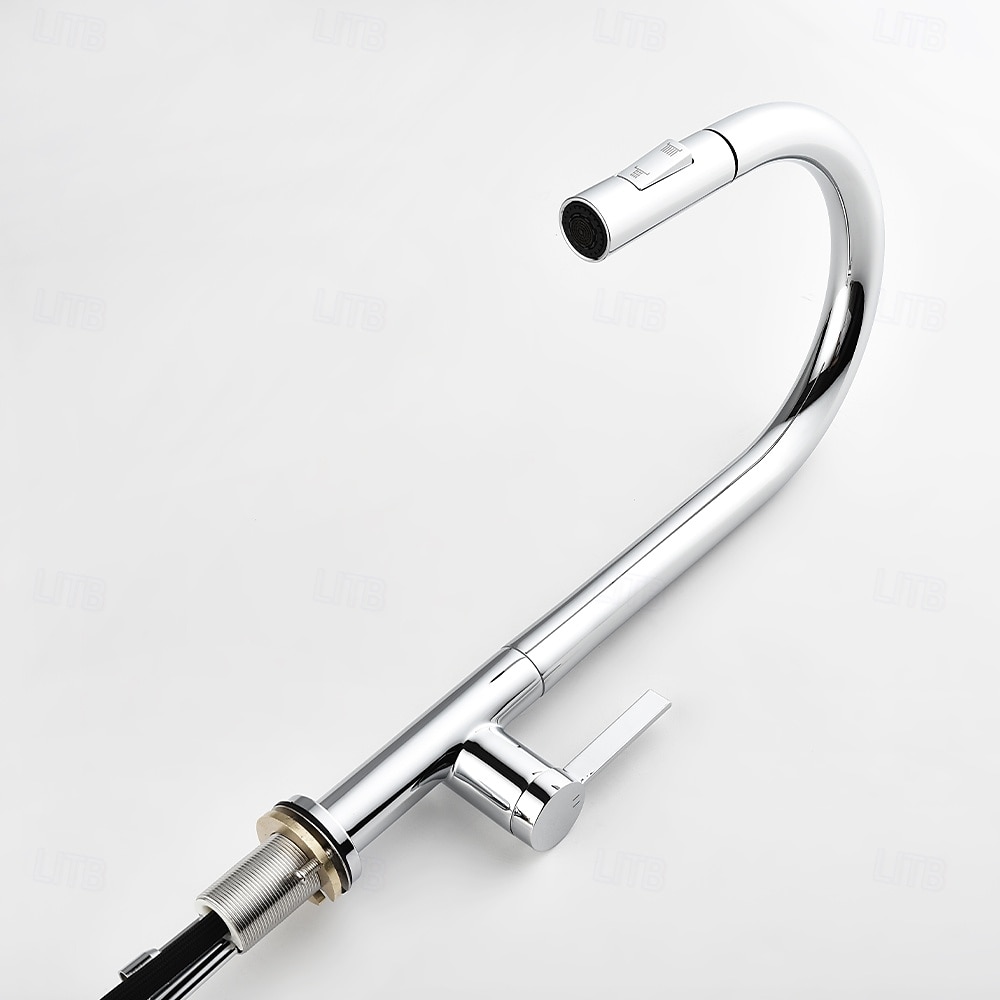 Кухонный смеситель с выдвижным распылителем, однорычажный смеситель с высоким изливом для мойки, прочная латунная конструкция, двухфункциональная распылительная головка, простая установка. 2026 - $216.99 –P8