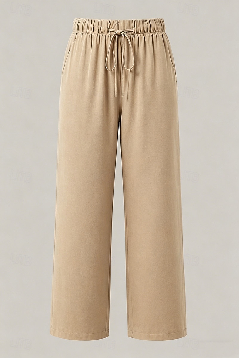 Mujer Pantalones Rectos Vacaciones Básico Longitud total Media cintura Comodidad Rígido Diario Negro Caqui Beige Café Verano Primavera Otoño 2026 - $32.99 –P7