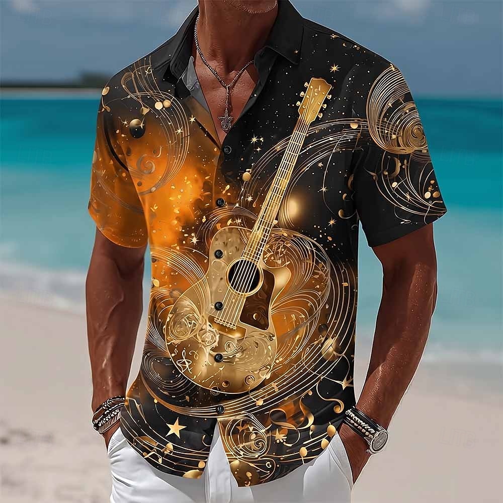 Per uomo Chitarra Strumento musicale Note Musicali Camicia Camicia Estiva Camicia con Bottoni Manica Corta Vintage Retrò All'aperto Festival Musicale Vacanza al Mare Estate Primavera Collo ripiegato del 2026 a $25.99 –P3