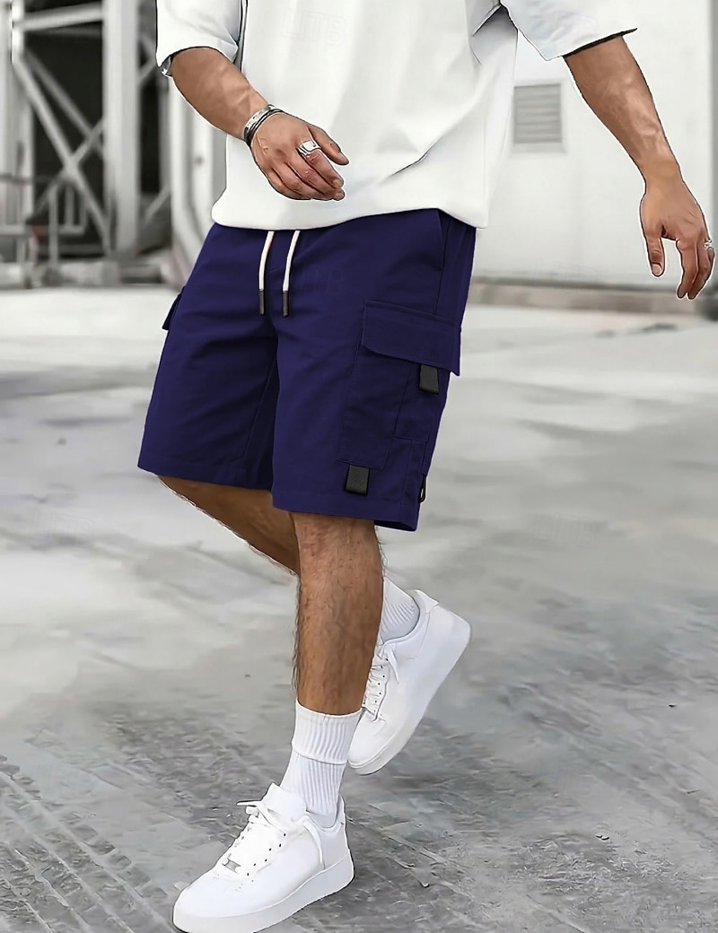 Voor heren Ladingbroek Cargoshorts Korte broek Casual korte broek Zak Elastische taille Effen Knielengte Casual Buiten Streetwear Modieus Streetwear Zwart Marineblauw Inelastisch 2026 - $22.99 –P2