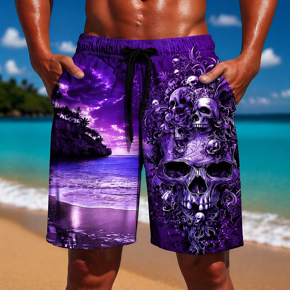 Homme Vintage Eau de mer Crânes Maillots de bain Maillots de bain shorts de bain Shorts de Surf Taille Moyenne Hawaïen Extérieur Vacances Poches Latérales doublure en maille Taille élastique avec de 2026 ? $20.99 –P2