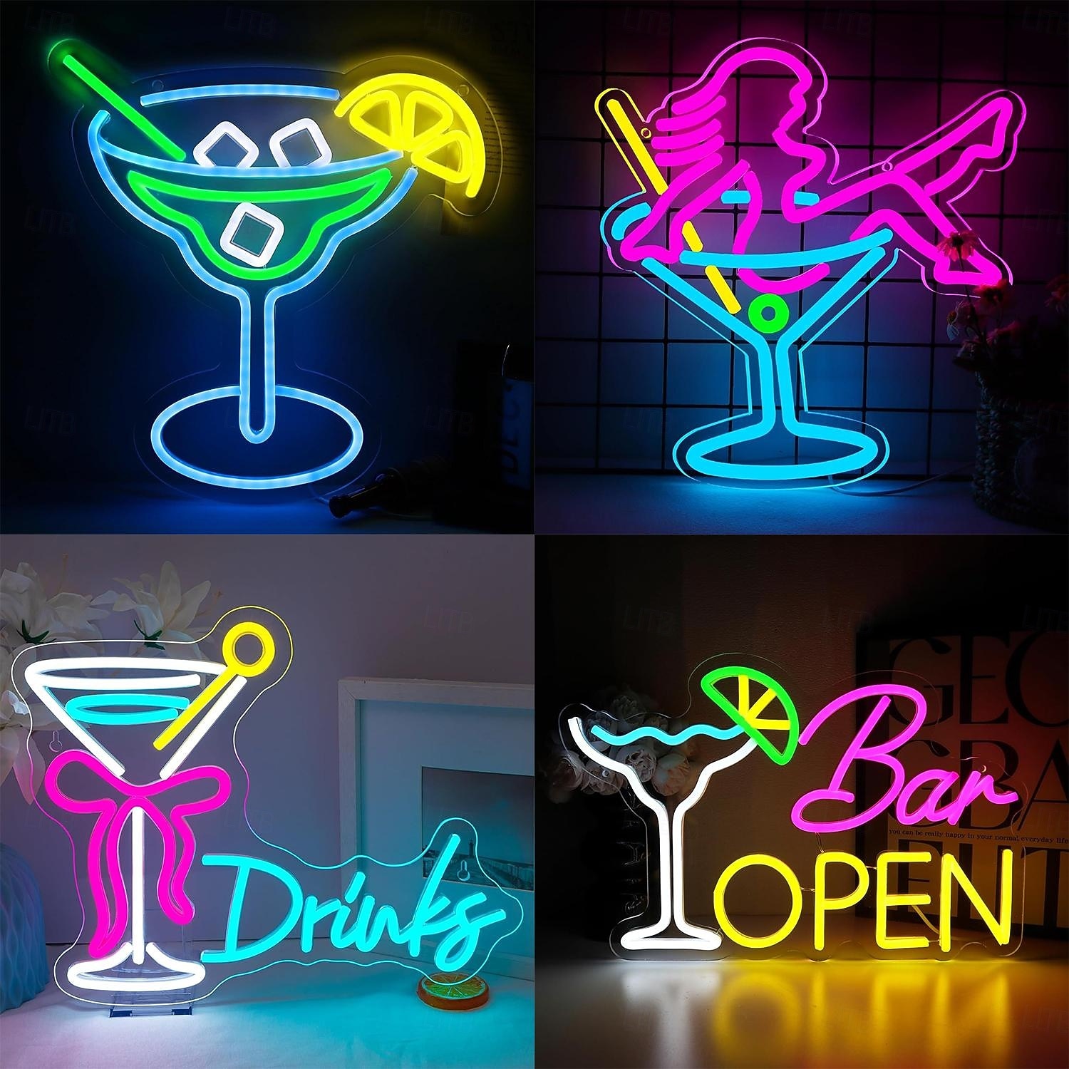 Neonový LED nápis pro koktejlový bar, nastavitelný jas napájený přes USB, svítící párty světlo pro vnitřní bary, restaurace, hospody, salónky, domácí bary, noční kluby, jídelny, párty a ambientní 2026 - $35.99 –P1