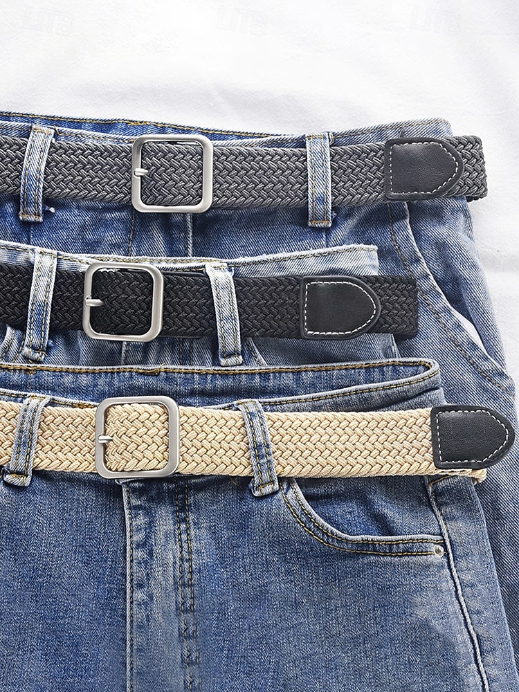 Curea bărbătească din poliester împletit, curea casual țesută elastică reglabilă multicoloră pentru călătorii, vacanțe, naveta de afaceri, golf și purtare zilnică 2026 - $9.99 –P9
