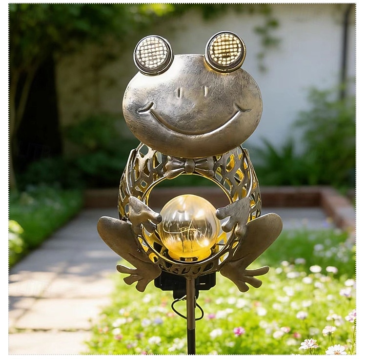 Lampada solare da esterno impermeabile a LED creativa a forma di rana con paletto in ferro, ideale per giardino, cortile, vialetto, prato e illuminazione paesaggistica per ville. del 2026 a $26.99 –P3