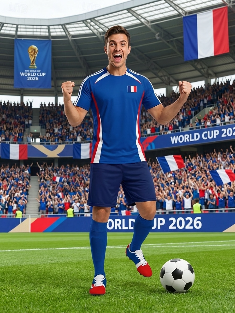 Men's France Lace-up Soccer Cleats, Red Blue Football Shoes, Fan Style Outdoor Turf Footwear for Training, Matches, Sports & Casual Wear 2026 - $59.99 –P7