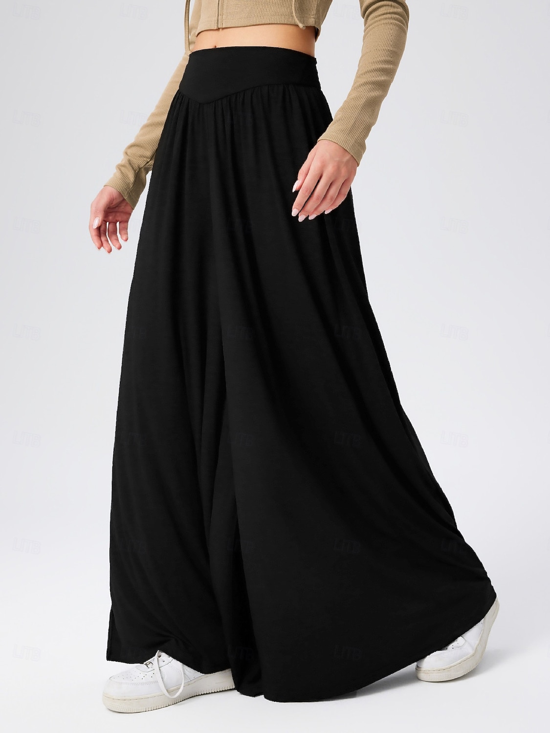 Damskie Bezczelny Spodnie szerokie nogawki Typu Chino Skort Urlop Moda Moda miejska Pełna długość Wysoka talia Równina Wysokie cięcie Komfort Na zewnątrz Nieelastyczny Codzienny Urlop Ulica karminowy 2026 - $32.99 –P10
