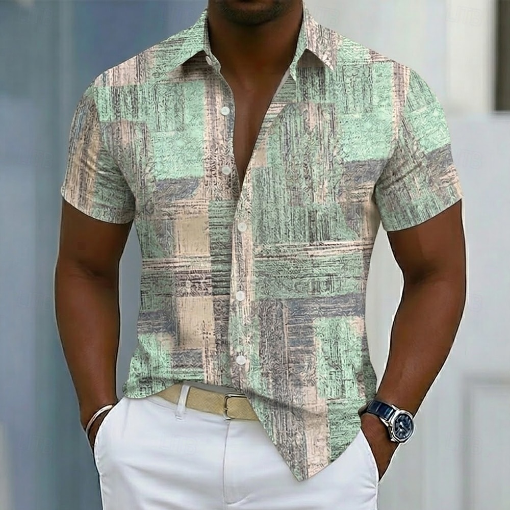 Per uomo Geometrico Blocco di colori Patchwork Camicia Camicia Estiva Camicia con Bottoni Manica Corta Moda Casual All'aperto Vacanza Abbigliamento Quotidiano Estate Primavera Collo ripiegato Stampa del 2026 a $25.99 –P2