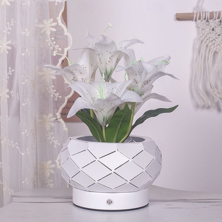 Lampka nocna z pustą doniczką w kształcie kwiatka, ładowana przez USB, 3-kolorowa, z funkcją ściemniania dotykowego, doniczka z kwiatkiem, lampa stołowa do sypialni, salonu, jadalni, oświetlenie 2026 - $43.99 –P4