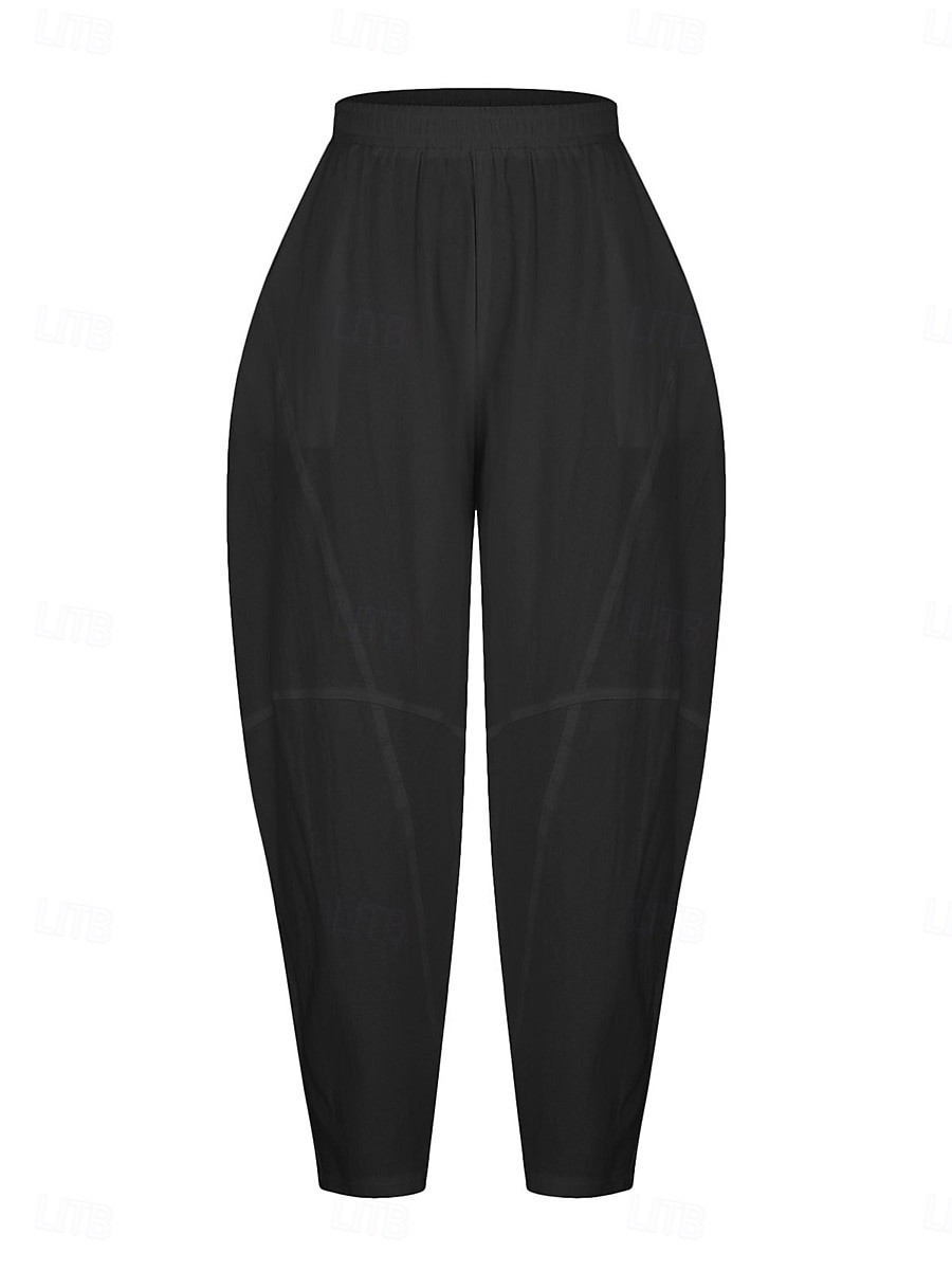 Per donna Finto cotone e lino Chinos Pantaloni Estivi Pantaloni Semplice Casual Lunghezza intera Vita Alta Semplice Tasca Elastico in vita Baggy Comodità Traspirabilità Morbido Micro-elastico del 2026 a $17.99 –P8