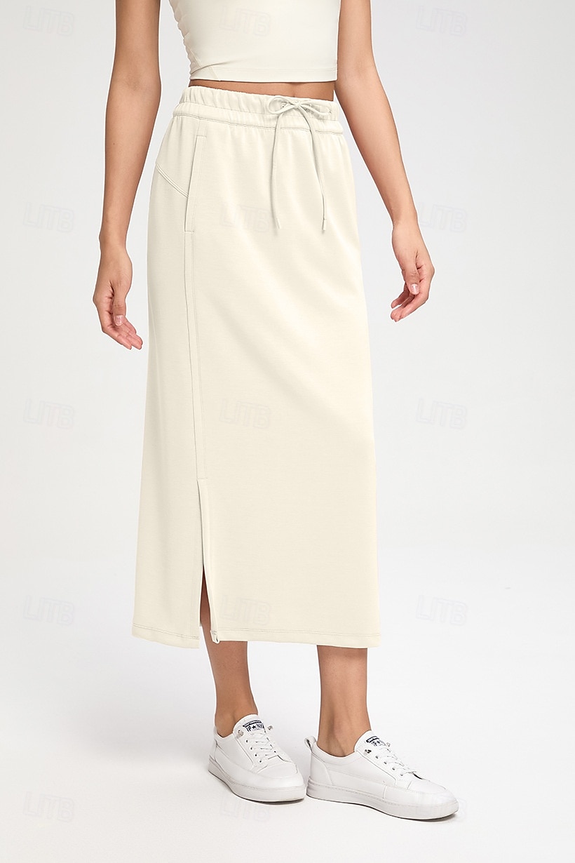 Dames Tennis- en golfrokken Casual Midi Hoge taille Rokken Rekbaar Fitness Grafietgrijs Gedistilleerde koffie Wit Lente 2026 - $43.99 –P4