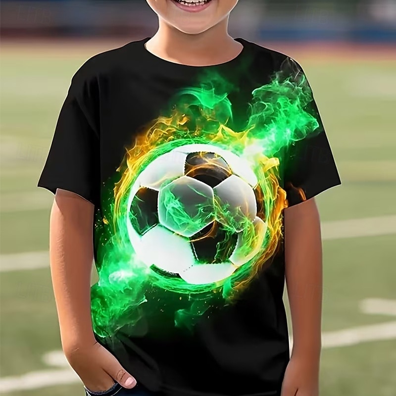Para Meninos 3D Gráfico Futebol Americano Camisetas de futebol Camisa Camiseta Manga Curta Impressão 3D Verão Primavera Esportes Moda Roupa de rua Infantil 4-12 anos Gola Redonda Casual Diário Ao ar de 2026 por $13.49 –P1