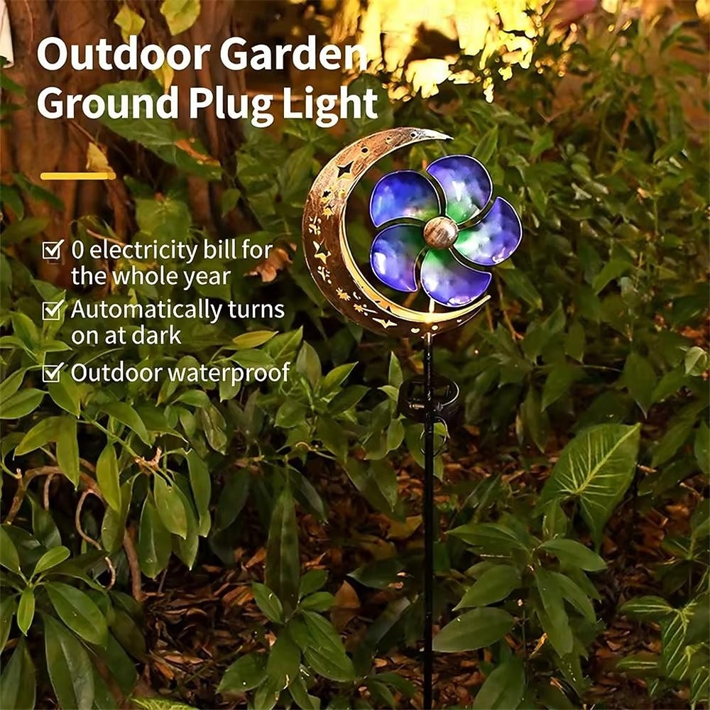 Solar Moon Wind Spinner Metal Garden Stakes Outdoor Decor Yard Spinners Pinwheels Waterproof Landscape Path Lighting Ornament 1pc 2026 - $35.99 –P3