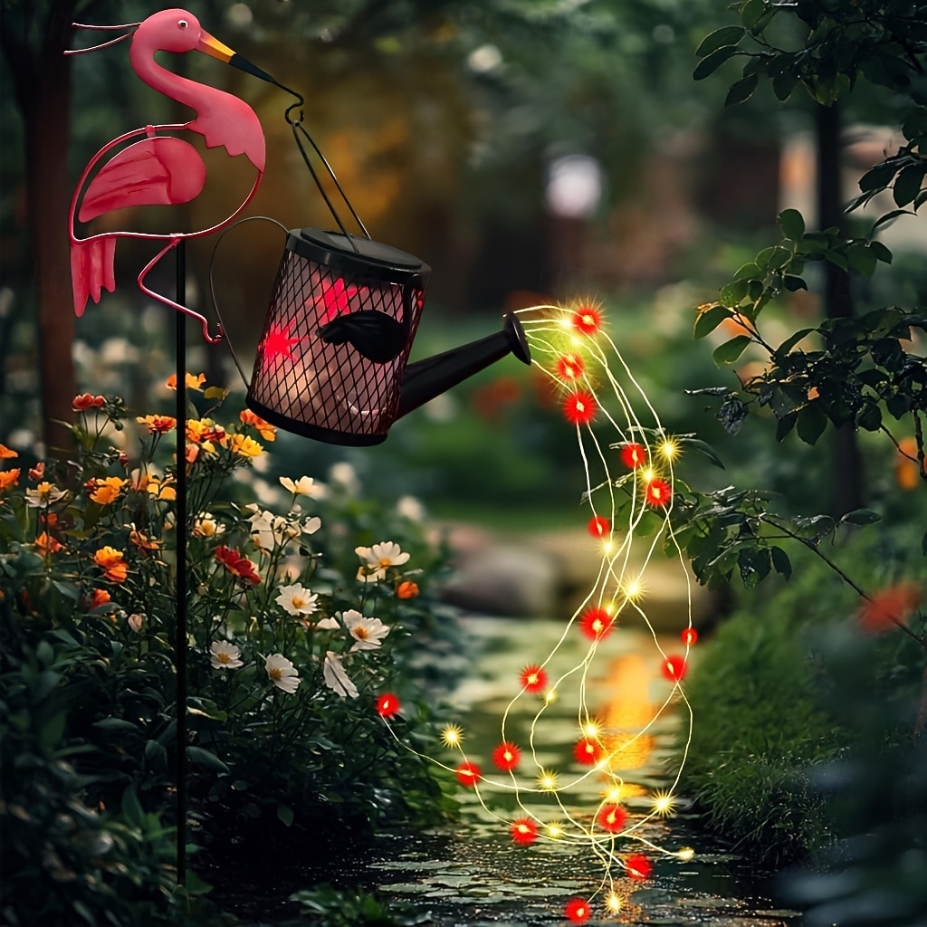 Arrosoir flamant rose solaire étanche en fer, lampe LED à effet fluide, lampe décorative à piquer pour jardin, cour, allée, pelouse, terrasse – éclairage paysager d'ambiance estival de 2026 ? $23.99 –P1