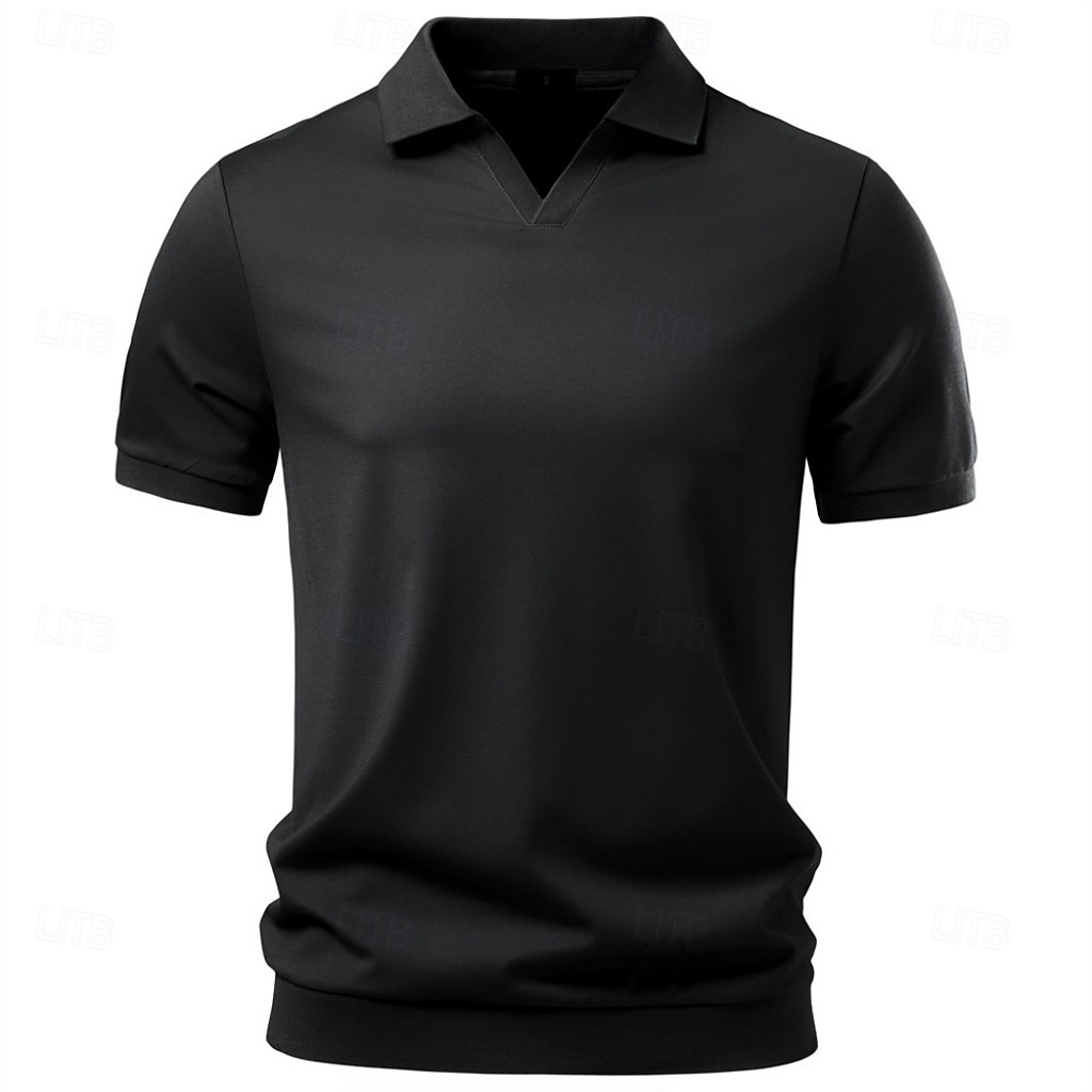 Bărbați Polo Tricouri polo Casual Stradă Rever Manșon scurt De Bază Modern Simplu Ușor Nasturi Vară Primăvară Fit regulat Albastru piscină Negru Alb Maro Bej Polo 2026 - $26.99 –P5