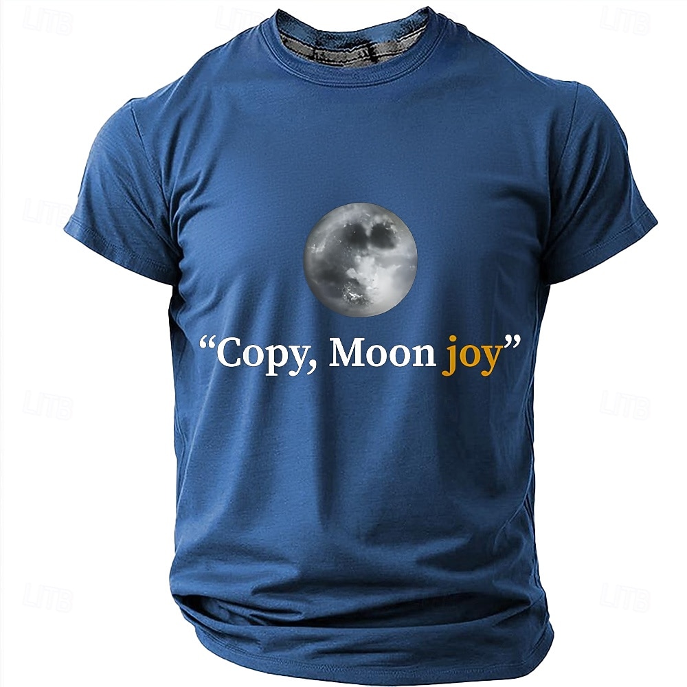 Men's "Copy, Moon joy" Full Moon Graphic T Shirt Short Sleeve Crew Neck Astronomy Space Lover Sarcastic Humor Quote Teal Blue Relaxed Fit Birthday Gift Designer Clothing Apparel 2026 - $18.99 –P16