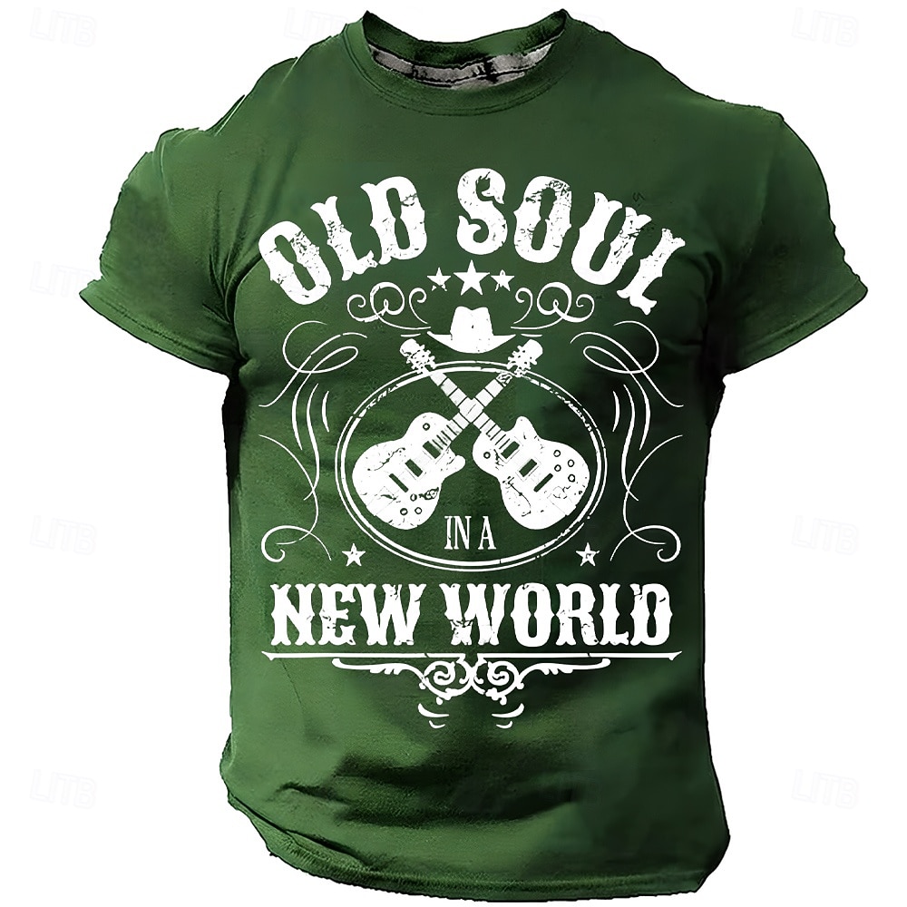 Men's Old Soul In A New World Crossed Guitars Cowboy Hat Stars Vintage Distressed Country Music Retro T Shirt Tee Graphic Regular Fit Casual Concert Gift Designer Clothing Apparel S M L XL XXL XXXL 2026 - $18.99 –P5