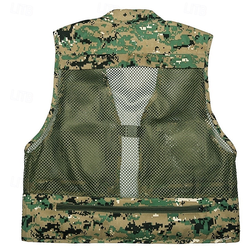 Men's Fishing Vest Hiking Vest Multi-functional Vest Summer Spring Outdoor Quick Dry Zipper Pocket Multi Pockets Wear Resistance Vest Work Hunting Fishing Brown Green 2026 - $32.99 –P2