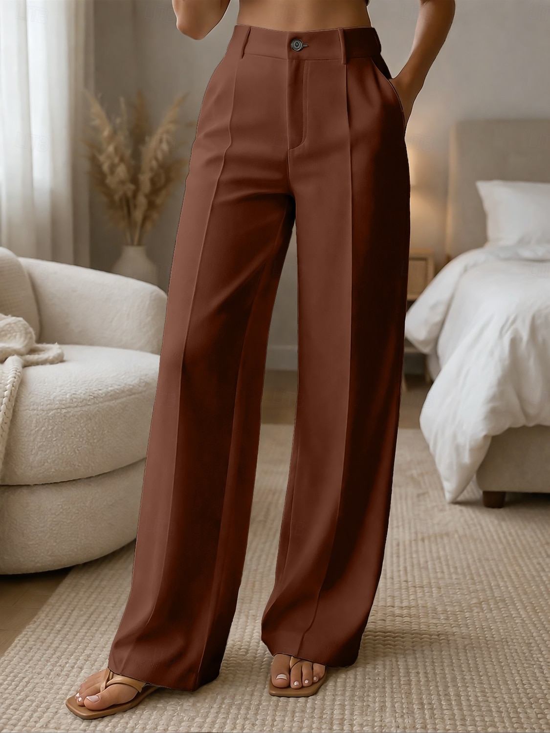 Γυναικεία Πλατύ Πόδι Παντελόνια Παντελόνι επίσημο Casual παντελόνι Μοντέρνα Κομψό στυλ street Βασικό Πλήρες μήκος Ψηλή Μέση Σκέτο Τσέπη Ελαστική μέση Άνετο Ανελαστικό Καθημερινά Γραφείο Διακοπές 2026 - $10.99 –P9