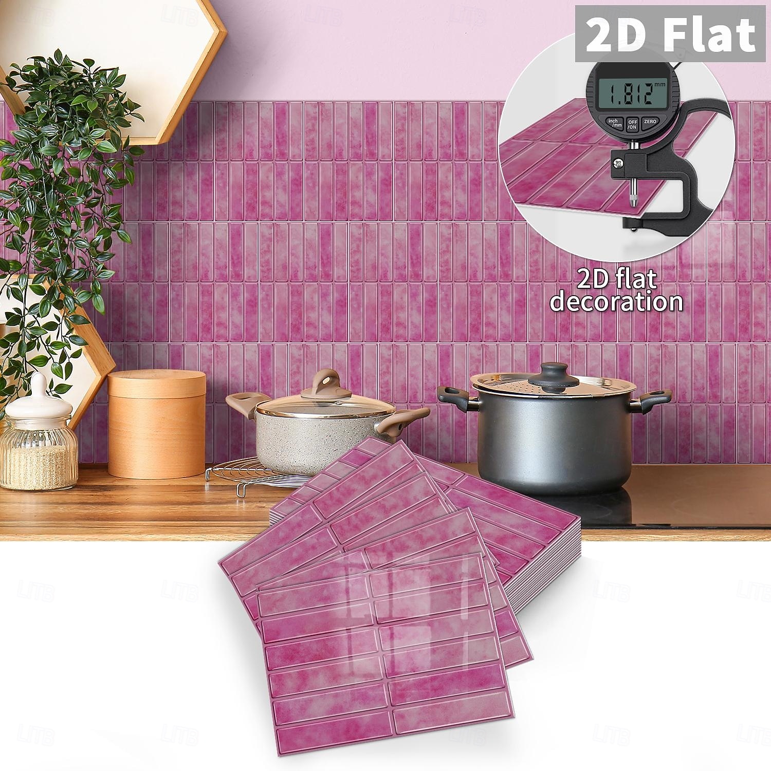 10PCS 17x23cm Peel and Stick Thick Pink Purple Mosaic Pattern PVC Wall Stickers, American Vintage Style Self-Adhesive Removable Wallpaper for Renters, for Bedroom Bathroom Cabinet, Easy to Install 2026 - $32.99 –P1
