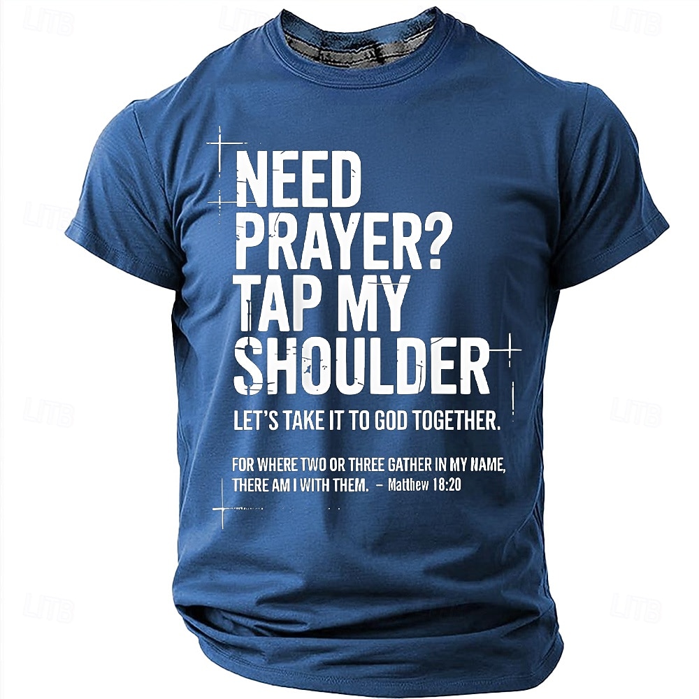 Pánská biblická potřebujete modlitbu klepněte mi na rameno Matouš 18 20 biblický verš křesťanské náboženské víry outreach T tričko grafické volnočasové krátký rukáv církevní oblečení ministerstva 2026 - $19.99 –P1