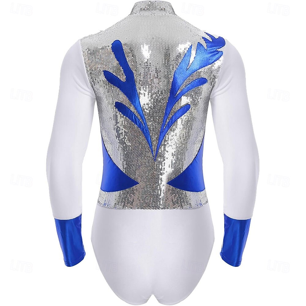 Men's Latin Ballroom Shirt Bodysuit - Sequin & Metallic Spliced Leotard for Salsa, Samba & Performance 2026 - $305.39 –P6